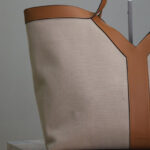 Saint Laurent Y Leather And Canvas Tote Bag Coffee